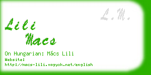 lili macs business card