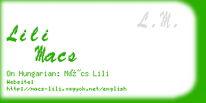 lili macs business card